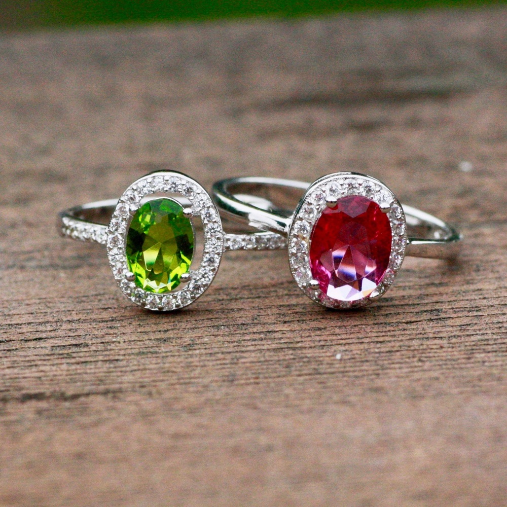 New Peridot or Pink Sapphire Ring Handcrafted Solid Sterling Silver 925
